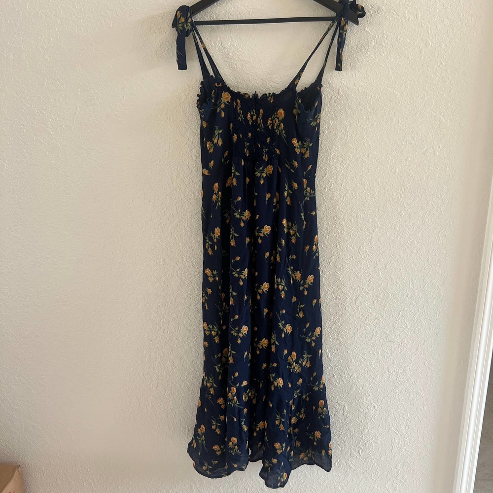 Reformation Navy Floral Midi Dress with Yellow & Green Accents - Picture 10 of 13